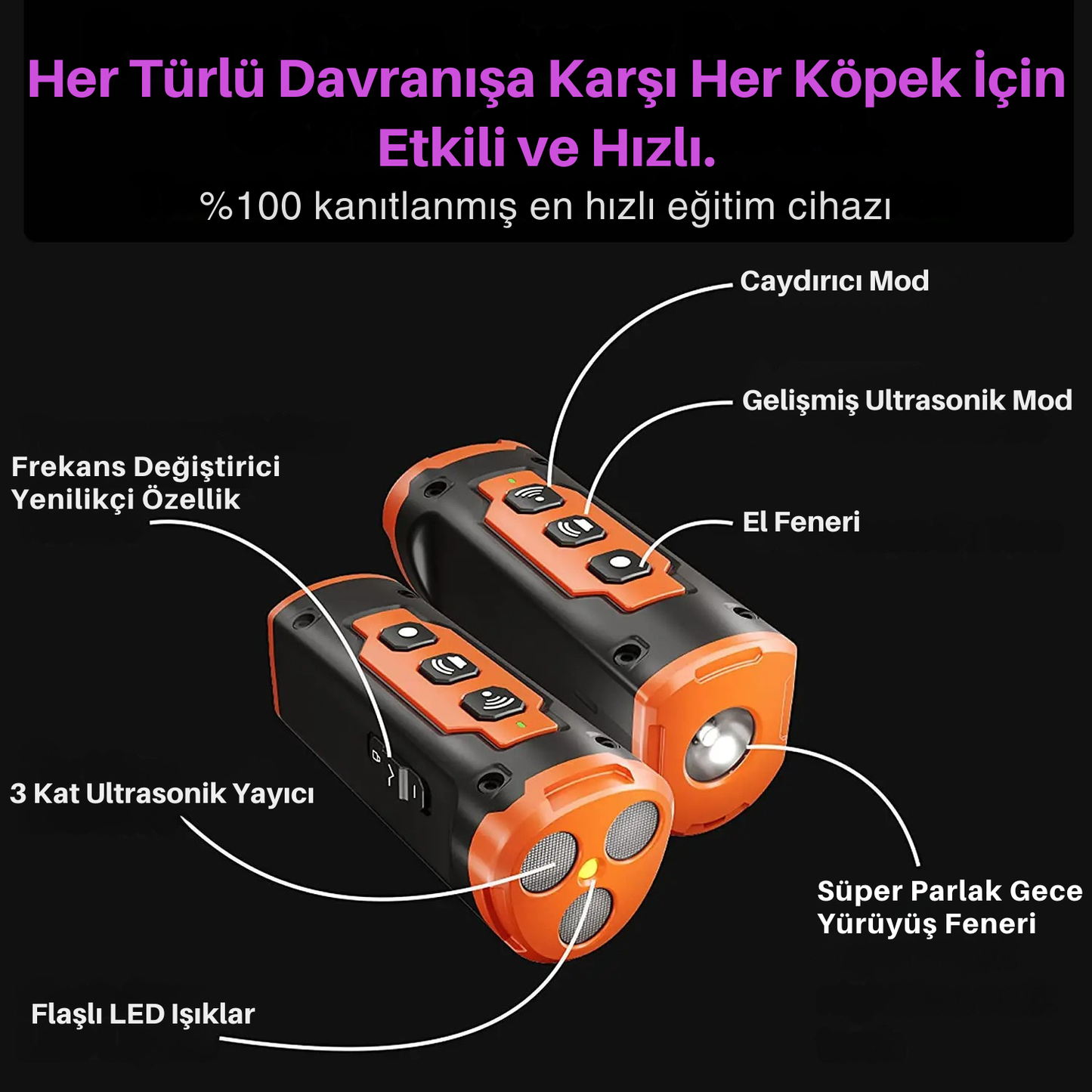 Ultrasonik Köpek Kovucu ve Eğitici Cihaz